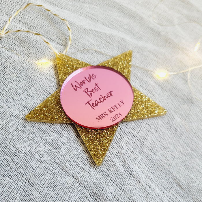 Star + Circle Ornament | Engraved