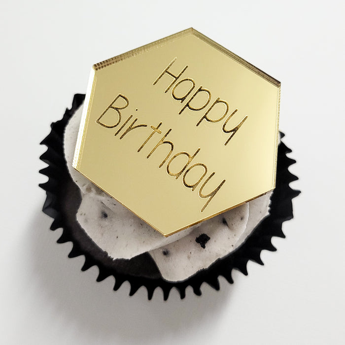 Custom Engraved Cupcake Topper Plaque - Hexagon